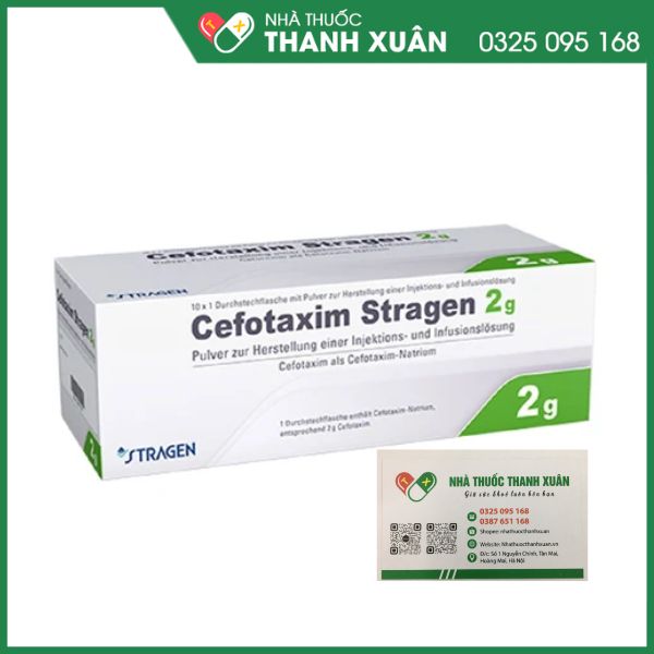 Cefotaxim Stragen 2g trị nhiễm khuẩn nặng hoặc nhiễm khuẩn do vi khuẩn nhạy cảm với cefotaxime